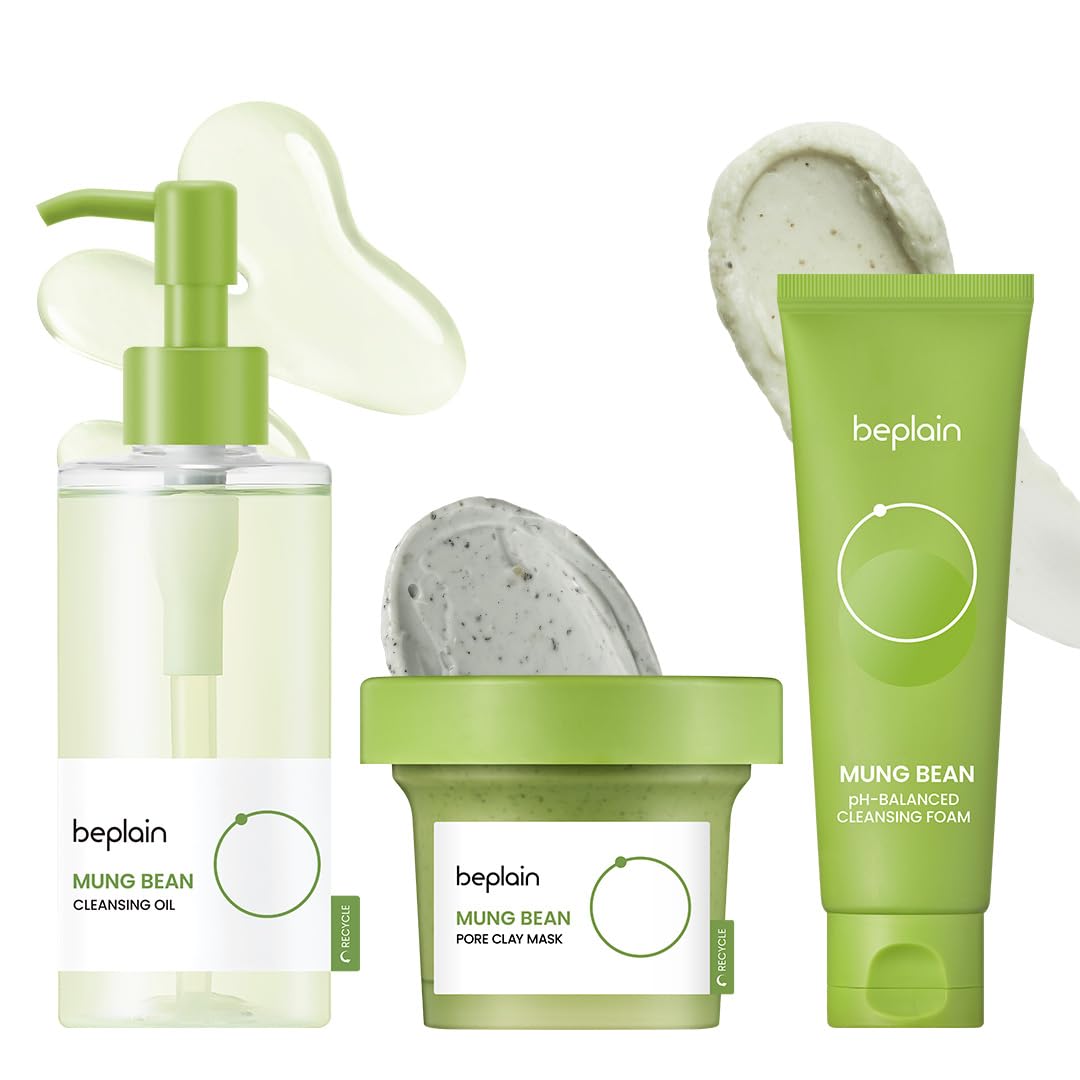 Korean 3-in-1 Skincare Combo | Cleansing Oil + Pore Clay mask + Mung Bean Foam
