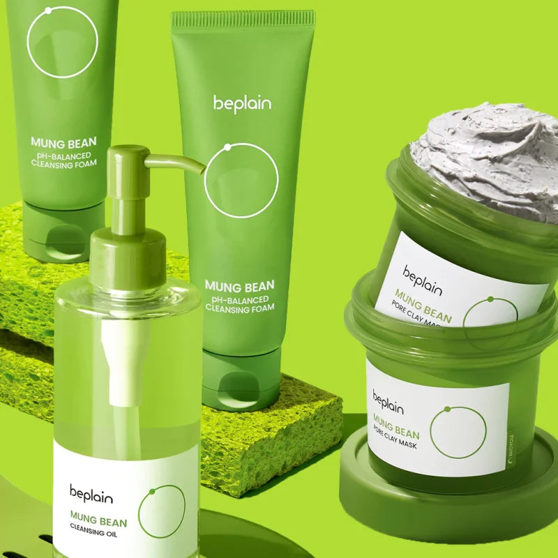 Korean 4-in-1 Skincare Combo | Cleansing Oil+ Pore Clay mask+ Mung Bean Foam+ Pore Tight-up Serum